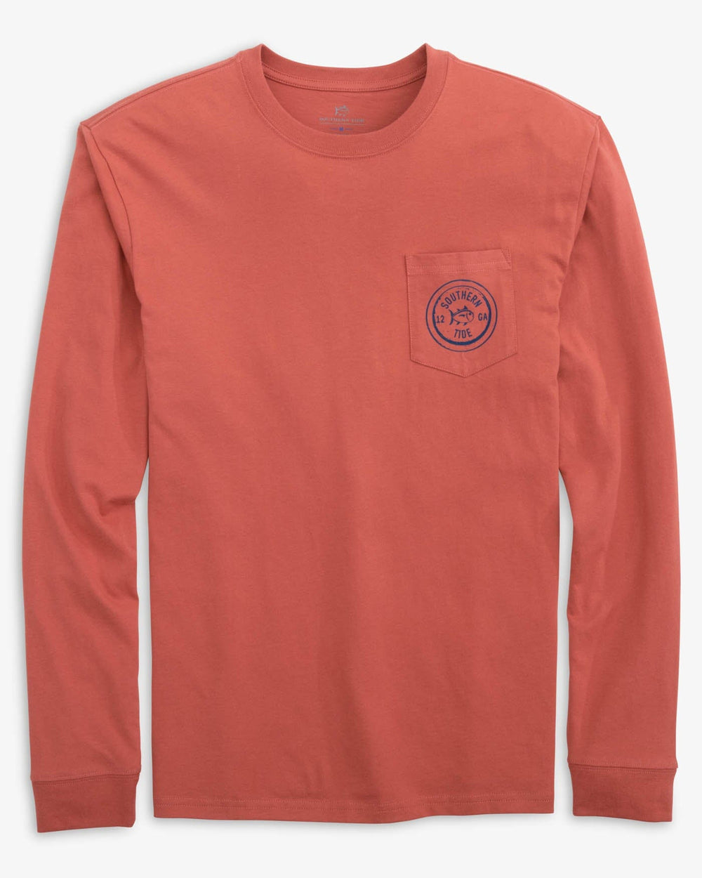The front view of the Southern Tide Have A Pheasant Day Long Sleeve T-Shirt by Southern Tide - Dusty Coral
