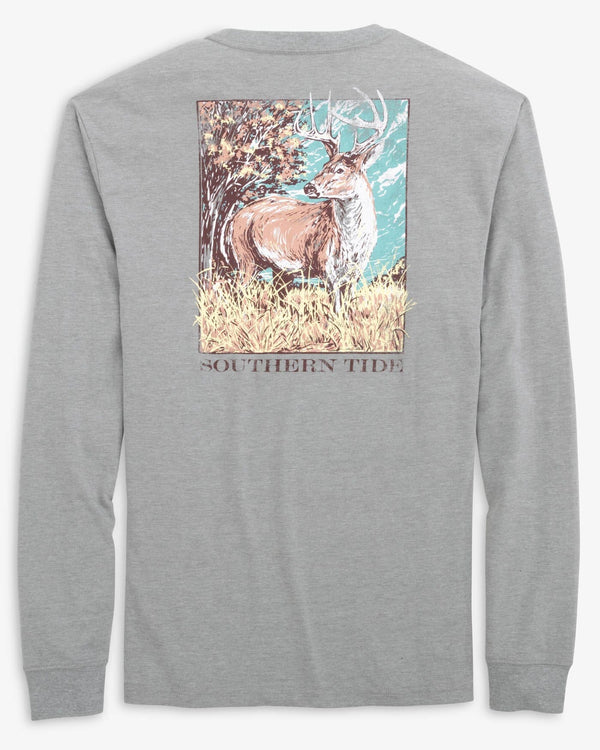 The back view of the Southern Tide Heather Big Buck Long Sleeve T-Shirt by Southern Tide - Heather Quarry