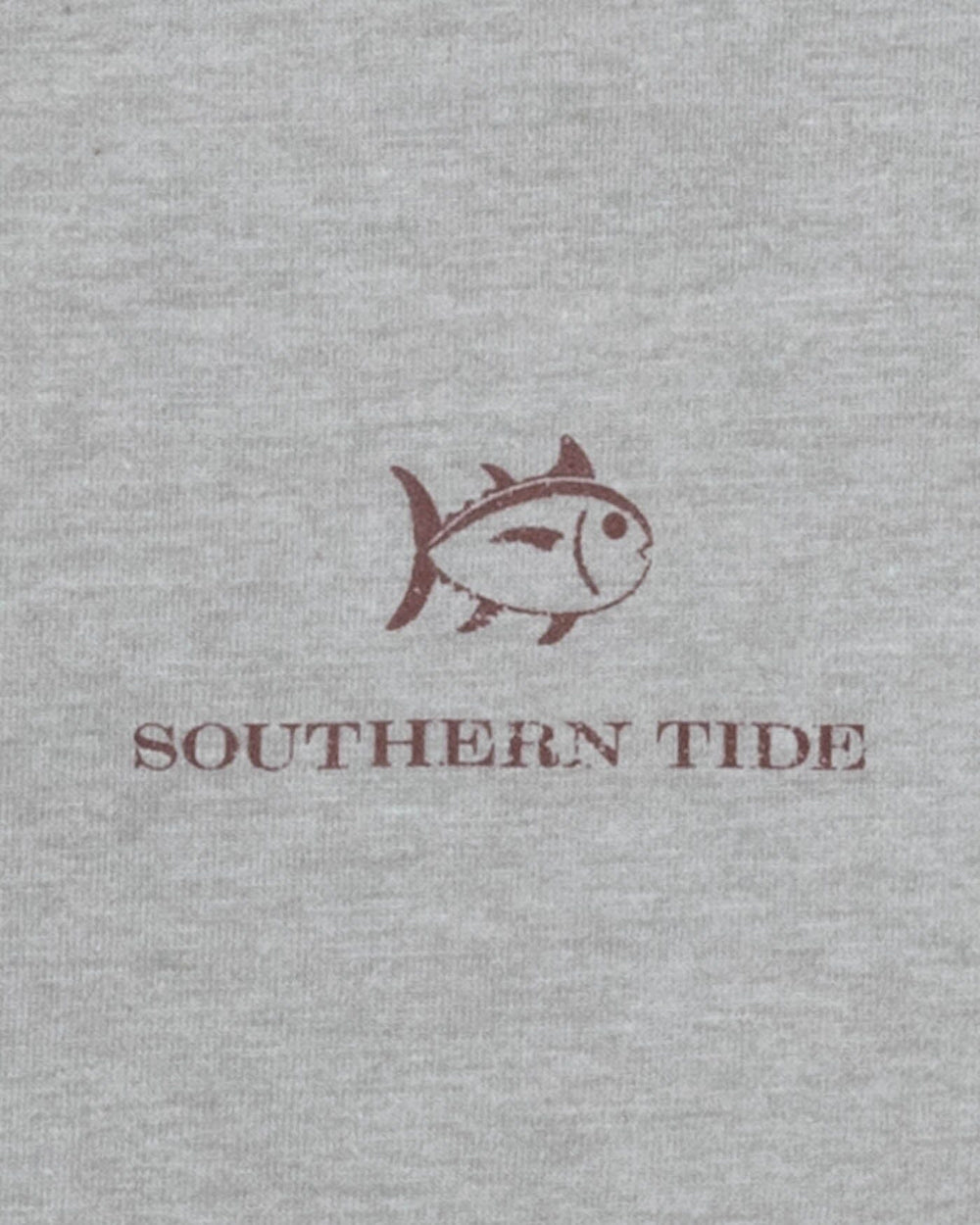 The detail view of the Southern Tide Heather Big Buck Long Sleeve T-Shirt by Southern Tide - Heather Quarry