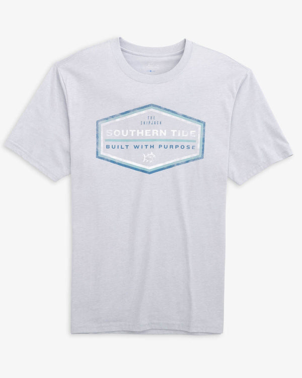 The front view of the Southern Tide Heather Built With a Purpose Hexagon T-Shirt by Southern Tide - Heather Platinum Grey
