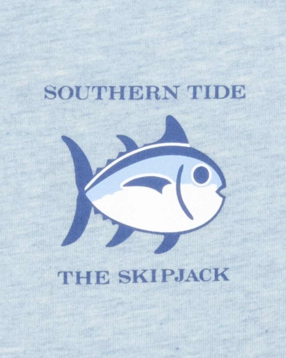 The detail view of the Southern Tide Heather Original Skipjack Long Sleeve T-shirt by Southern Tide - Heather Dream Blue