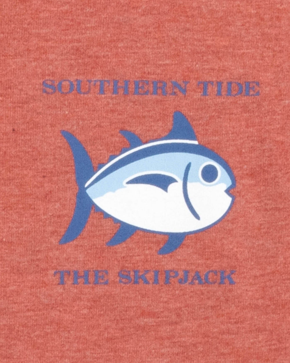 The detail view of the Southern Tide Heather Original Skipjack Long Sleeve T-shirt by Southern Tide - Heather Dusty Coral
