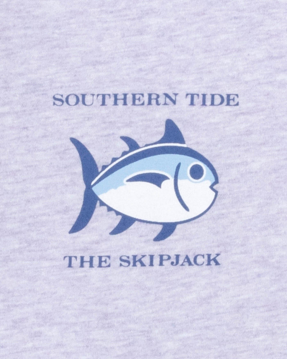 The detail view of the Southern Tide Heather Original Skipjack T-Shirt by Southern Tide - Heather Wisteria Purple