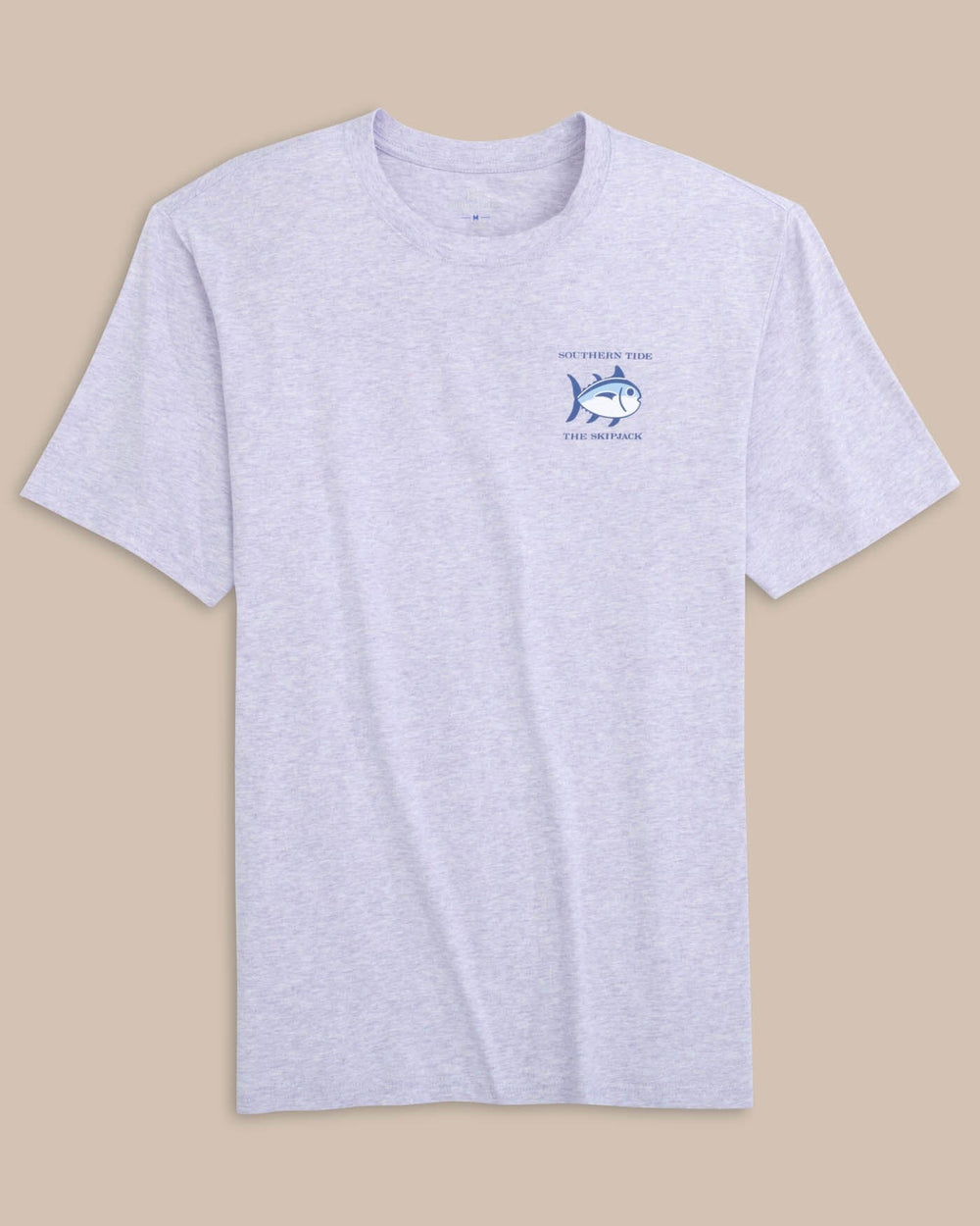 The front view of the Southern Tide Heather Original Skipjack T-Shirt by Southern Tide - Heather Wisteria Purple