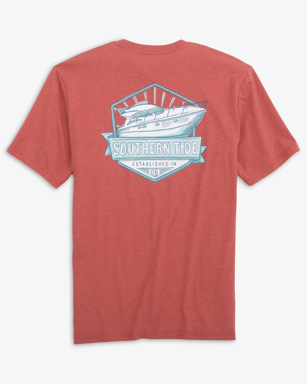 The back view of the Southern Tide Heather Southern Tide Cruise T-Shirt by Southern Tide - Heather Dusty Coral
