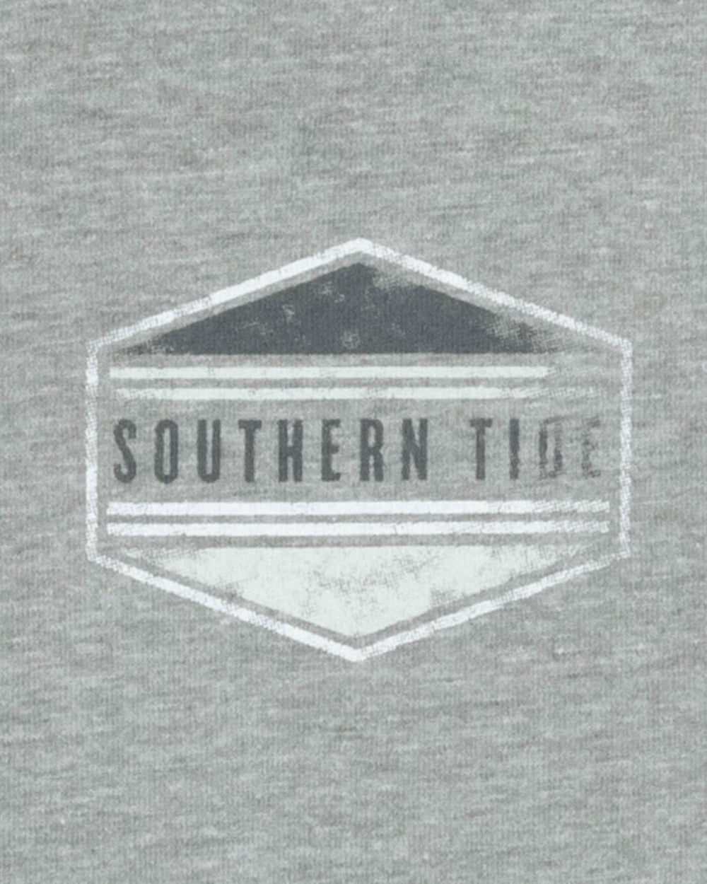 The detail view of the Southern Tide Heather ST Deer Hexagon Long Sleeve T-Shirt by Southern Tide - Heather Quarry