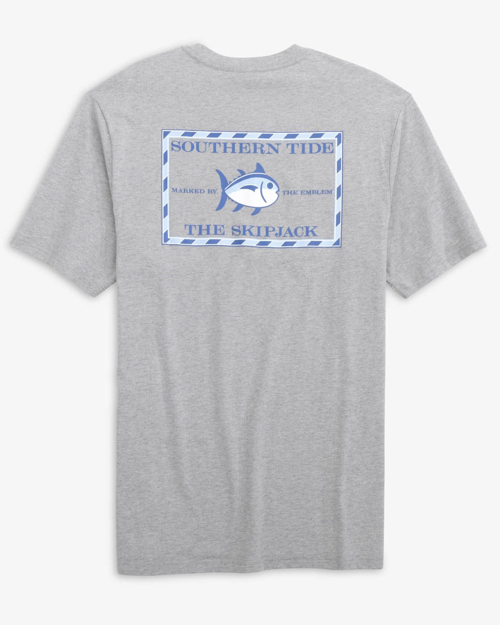 The back view of the Southern Tide Heathered Original Skipjack T-Shirt by Southern Tide - Heather Quarry