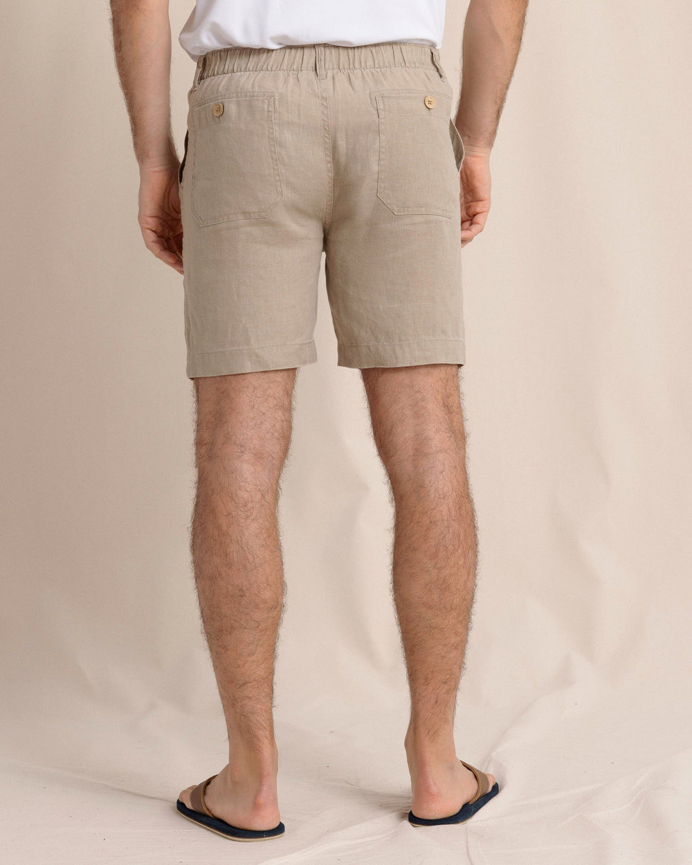The back view of the Southern Tide Heritage Preserve Linen Short by Southern Tide - Sandstone Khaki