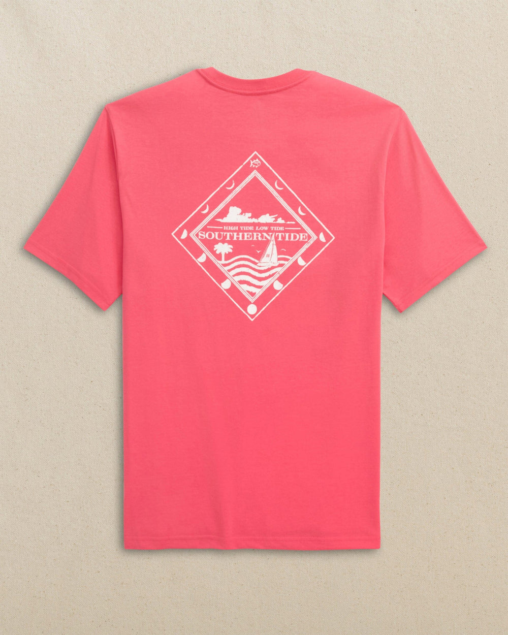 The back view of the Southern Tide High Tide Low Tide Short Sleeve T-Shirt by Southern Tide - Island Pink