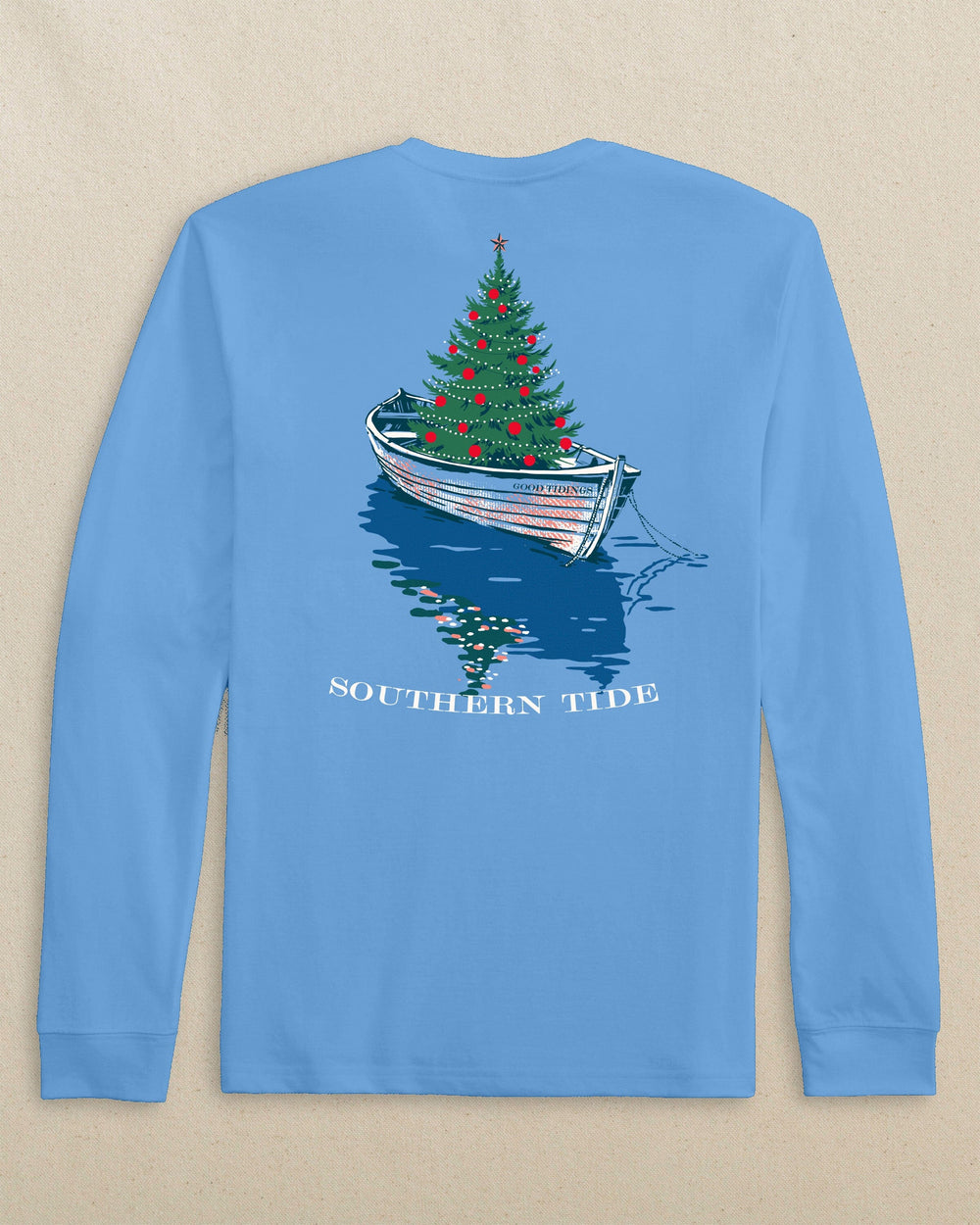 The back view of the Southern Tide Holiday Tree Boat Long Sleeve T-Shirt by Southern Tide - Ocean Channel