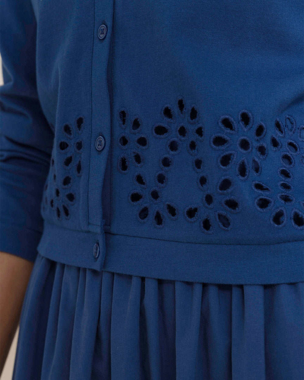 The detail view of the Southern Tide Holland Embroidered Cardigan by Southern Tide - Nautical Blue