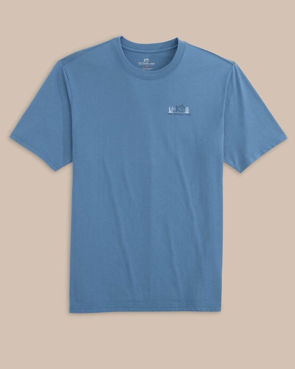 The front view of the Southern Tide How-To Cornhole Short Sleeve T-shirt by Southern Tide - Coronet Blue