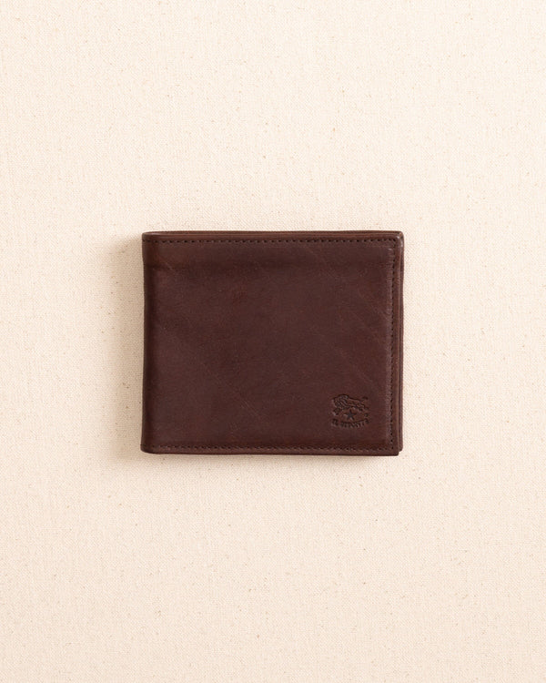The front view of the Il Bisonte Classic Bifold Wallet at Southern Tide - Coffee