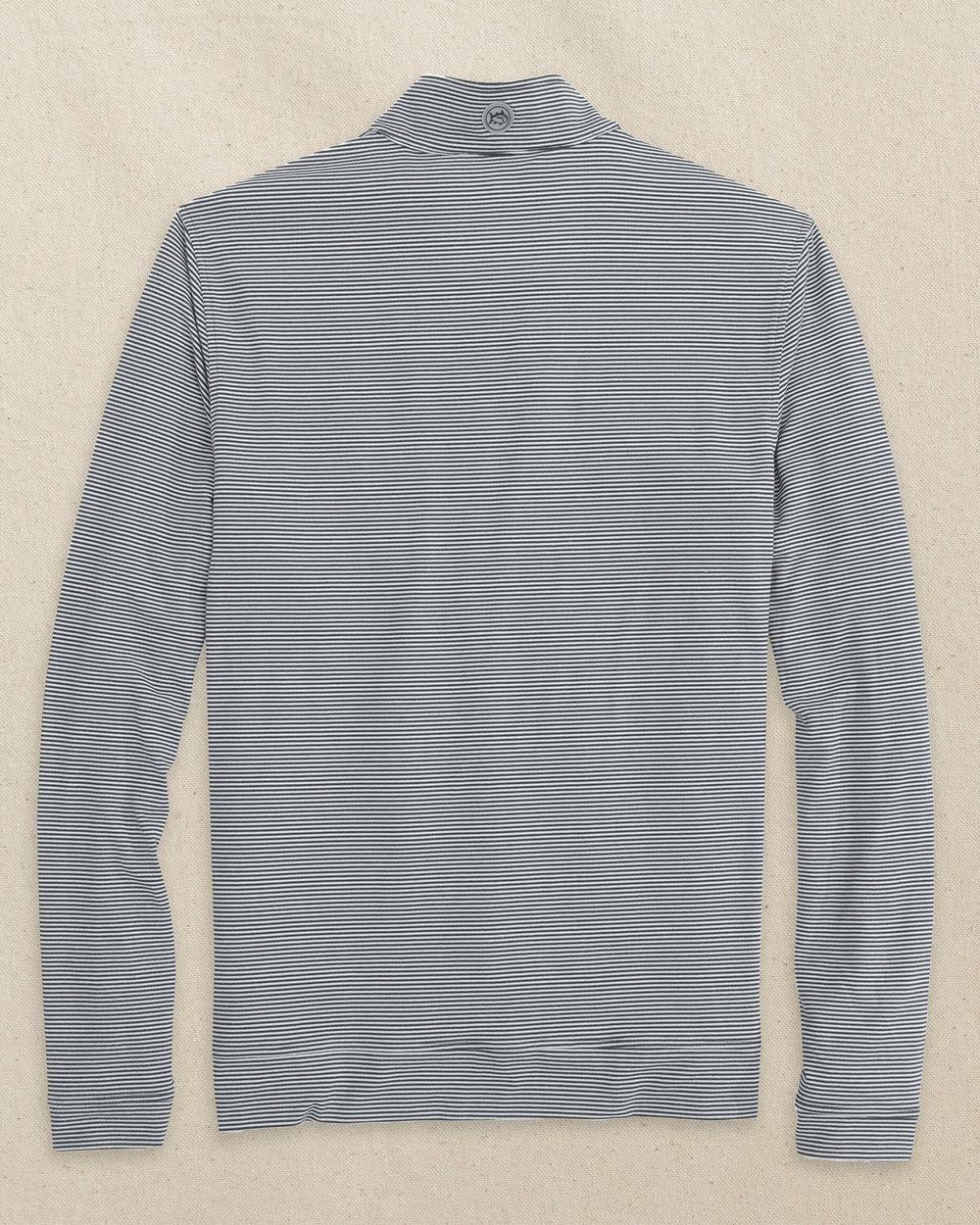 The back view of the Southern Tide Indiana Hoosiers Cruiser Micro-Stripe Quarter Zip by Southern Tide - Heather Black