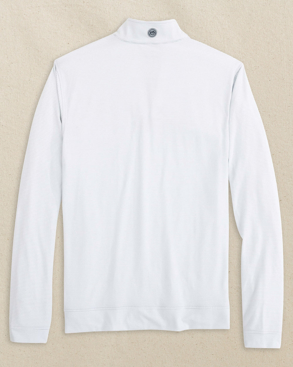 The back view of the Southern Tide Indiana Hoosiers Cruiser Micro-Stripe Quarter Zip by Southern Tide - Heather Slate Grey