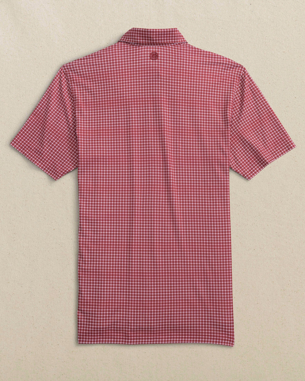 The back view of the Southern Tide Indiana Hoosiers Driver Dunes Edge Plaid Polo by Southern Tide - Crimson