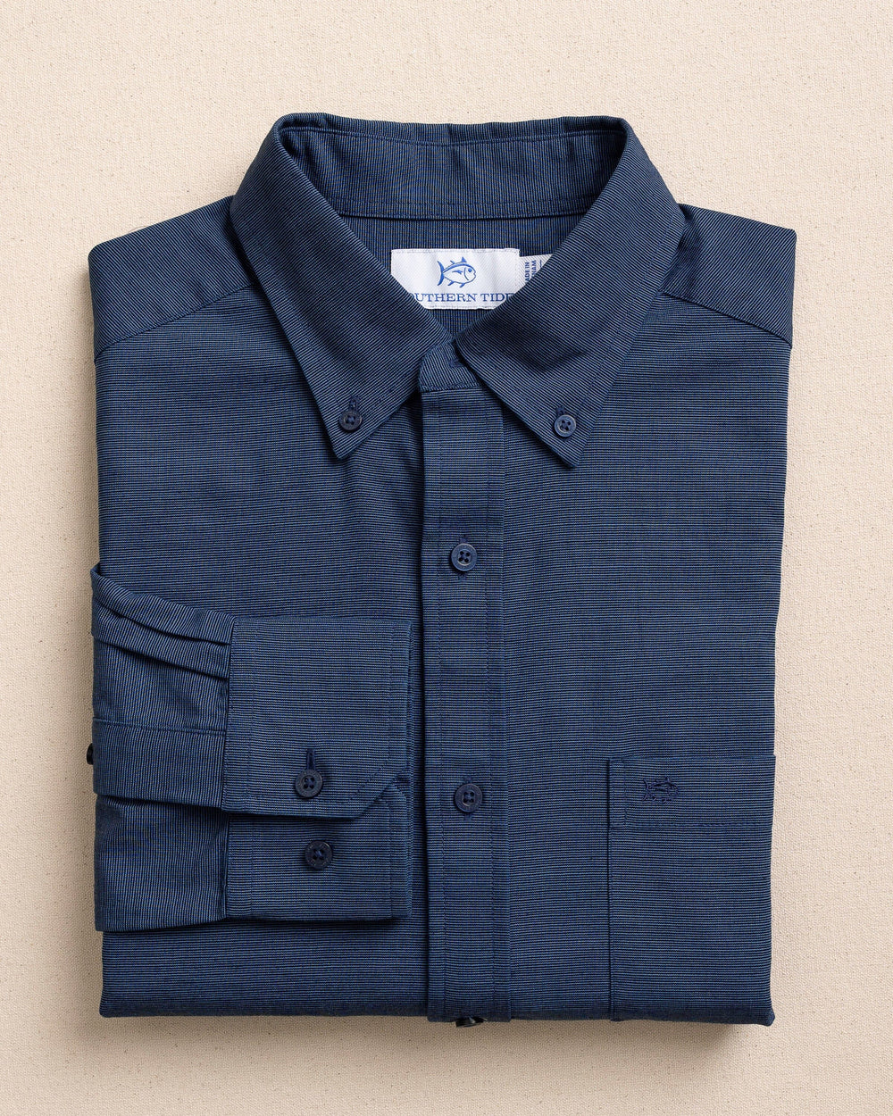 The front view of the Southern Tide Indigo Isle Sport Shirt by Southern Tide - Indigo