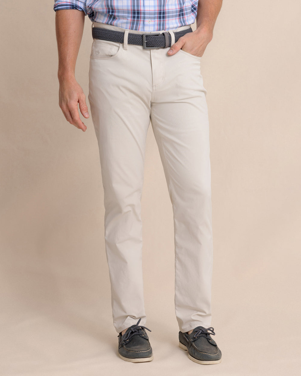 The front view of the Southern Tide Intercoastal Performance Pant by Southern Tide - Stone