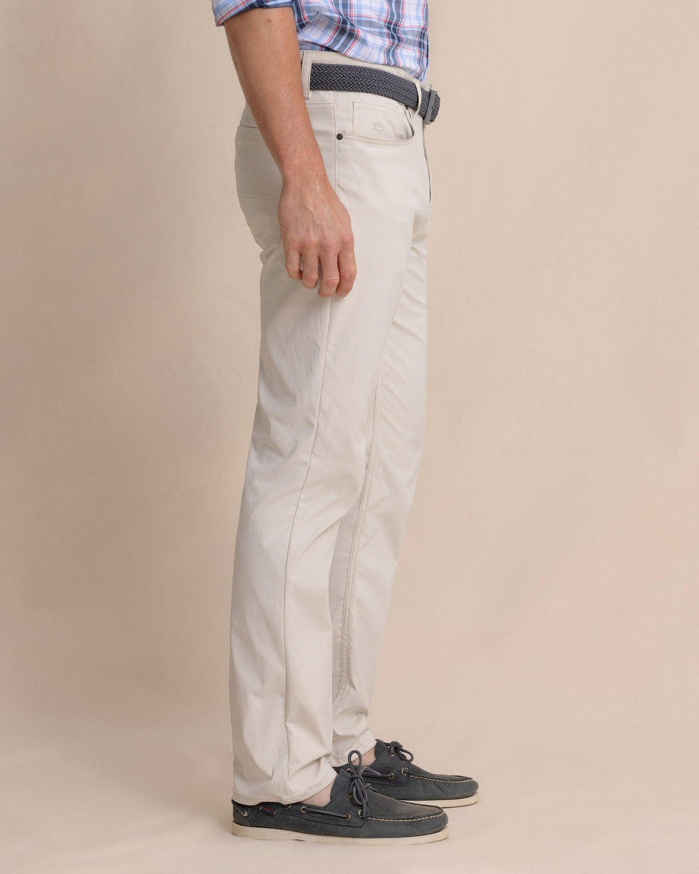 The side view of the Southern Tide Intercoastal Performance Pant by Southern Tide - Stone