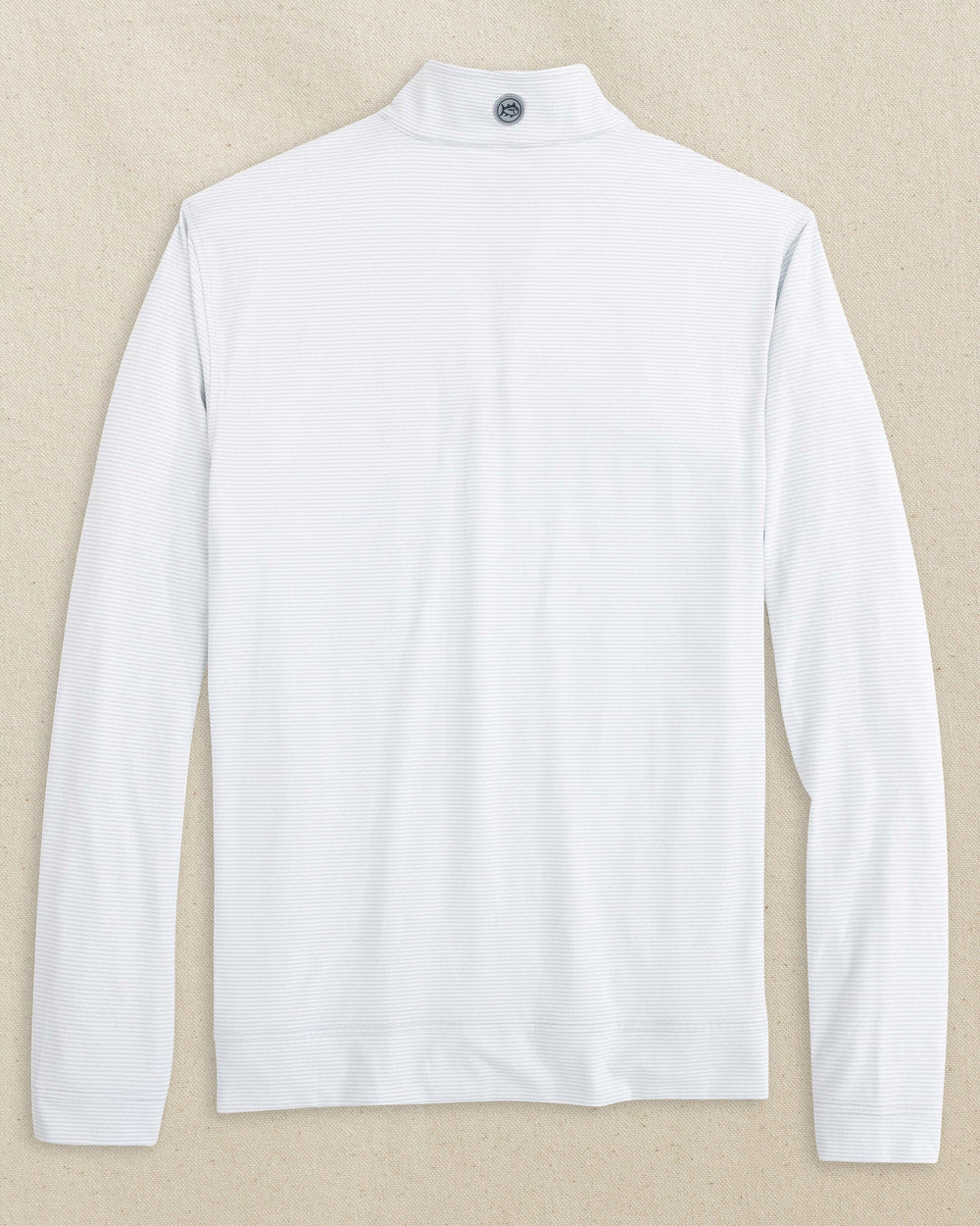 The back view of the Southern Tide Iowa Hawkeyes Cruiser Micro-Stripe Quarter Zip by Southern Tide - Heather Slate Grey