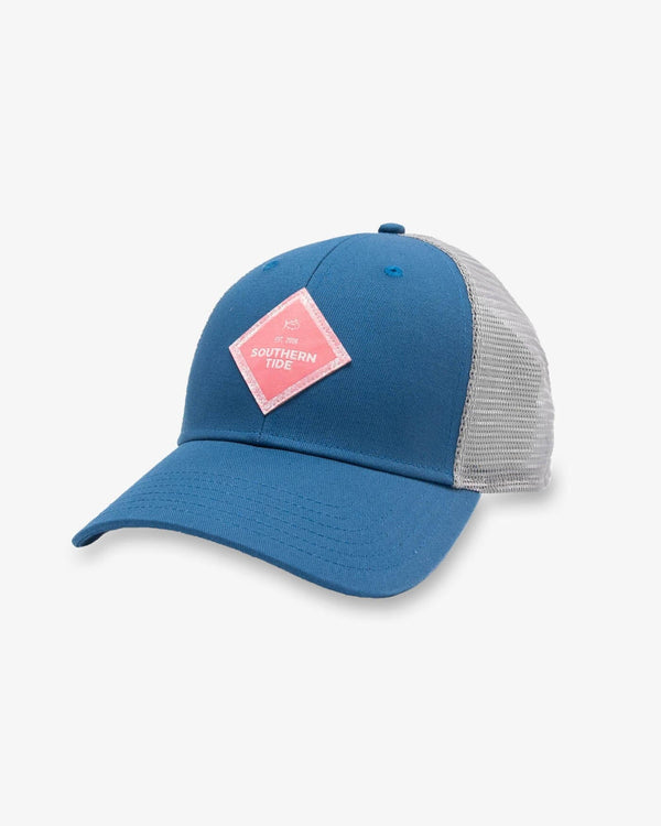 The front view of the Southern Tide Island Blooms Trucker Hat by Southern Tide - Blue