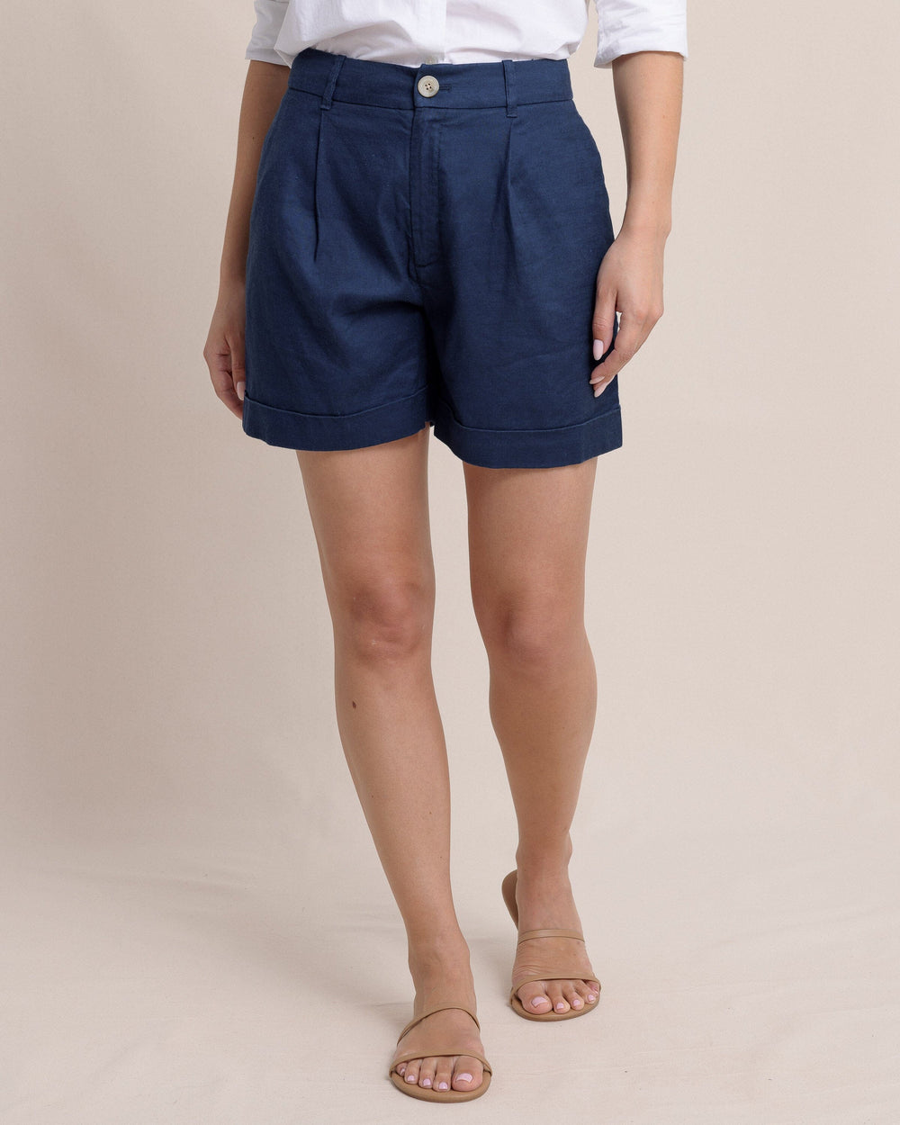 The front view of the Southern Tide  Jacey Twill Shorts by Southern Tide - Dress Blue