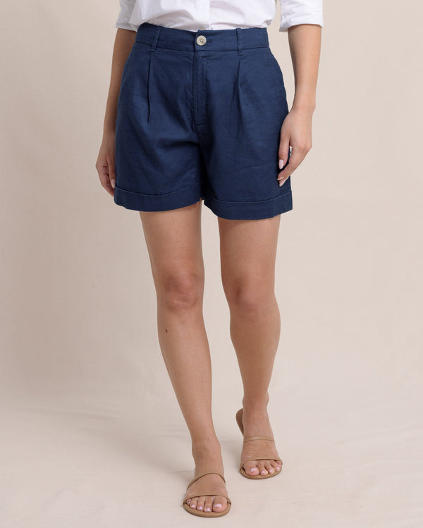 The front view of the Southern Tide Jacey Twill Short by Southern Tide - Dress Blue