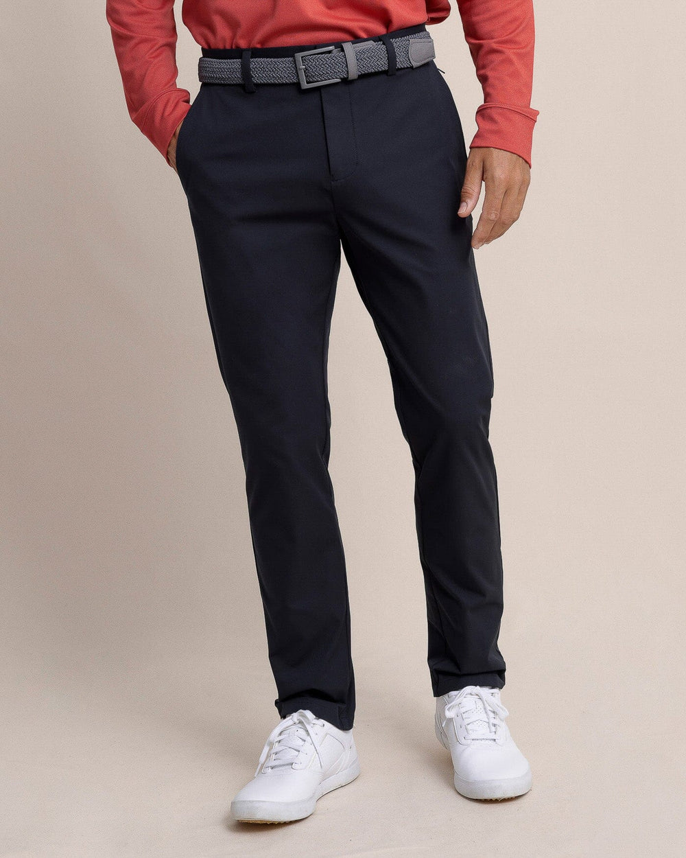 The front view of the Southern Tide Jack Performance Pant Caviar Black by Southern Tide - Caviar Black