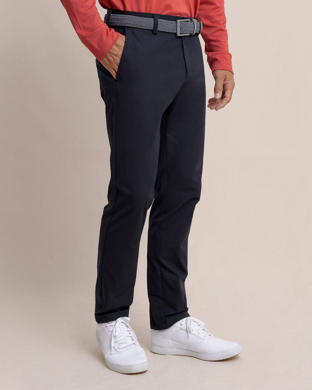 The front view of the Southern Tide Jack Performance Pant Caviar Black by Southern Tide - Caviar Black