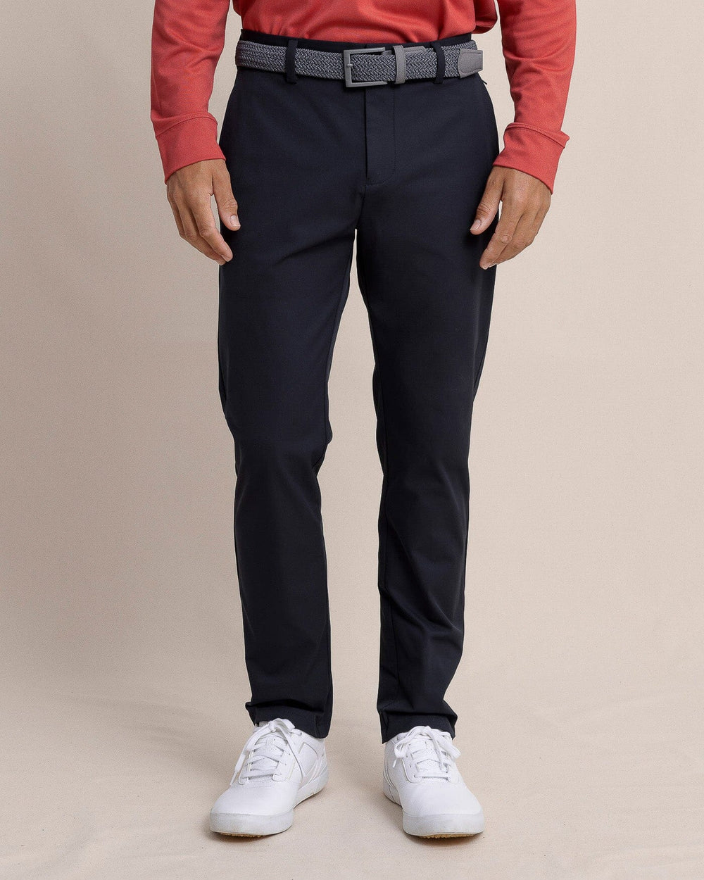 The front view of the Southern Tide Jack Performance Pant Caviar Black by Southern Tide - Caviar Black