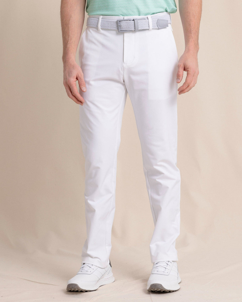 The front view of the Southern Tide Jack Performance Pant in Classic White by Southern Tide - Classic White