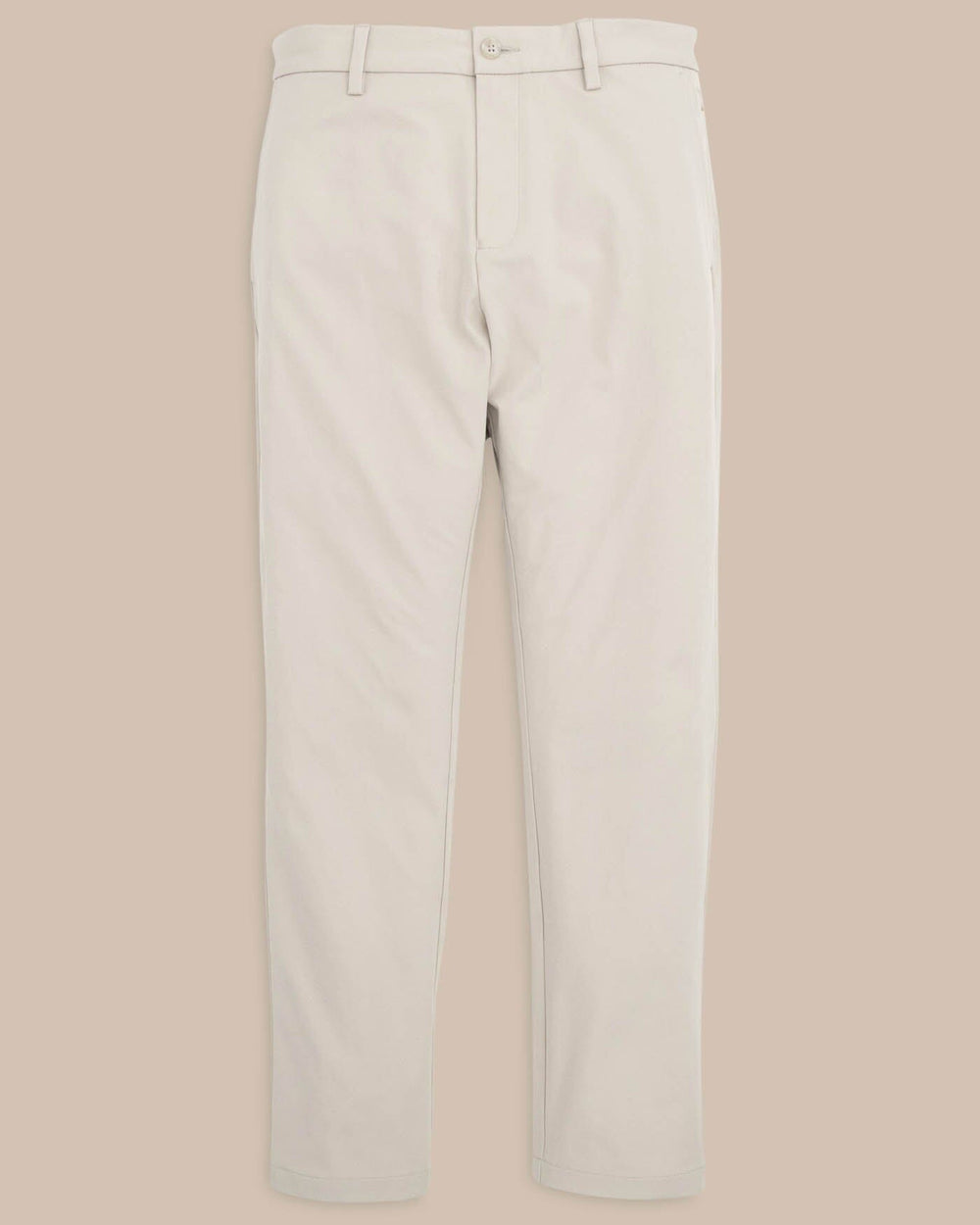 The flat front view of the Men's Jack Performance Pant by Southern Tide - Putty