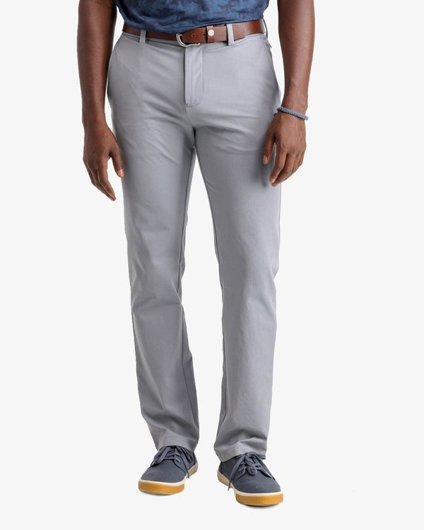The front view of the Southern Tide Jack Performance Pant by Southern Tide - Steel Grey