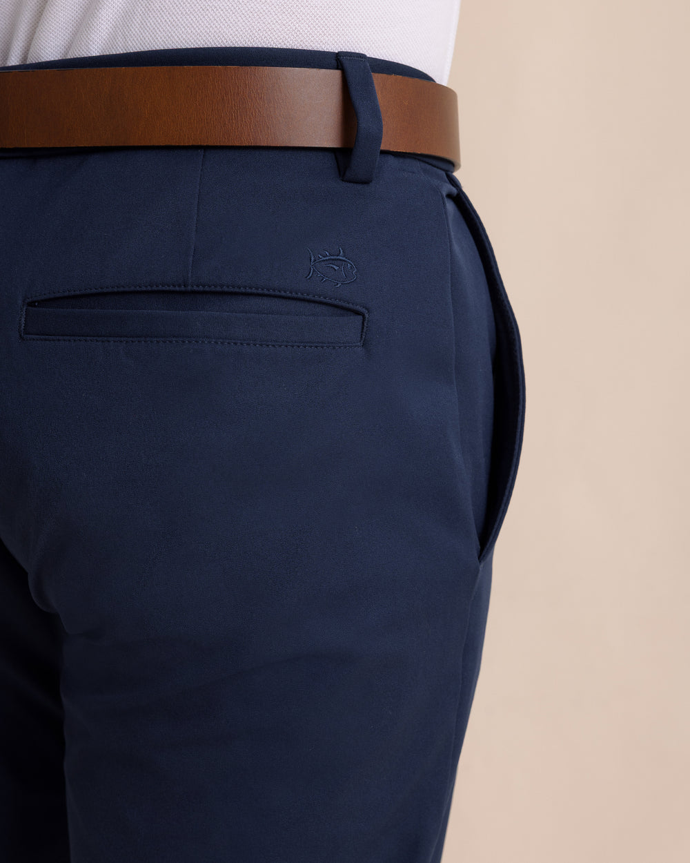 The detail view of the Southern Tide Jack Performance Pant by Southern Tide - True Navy