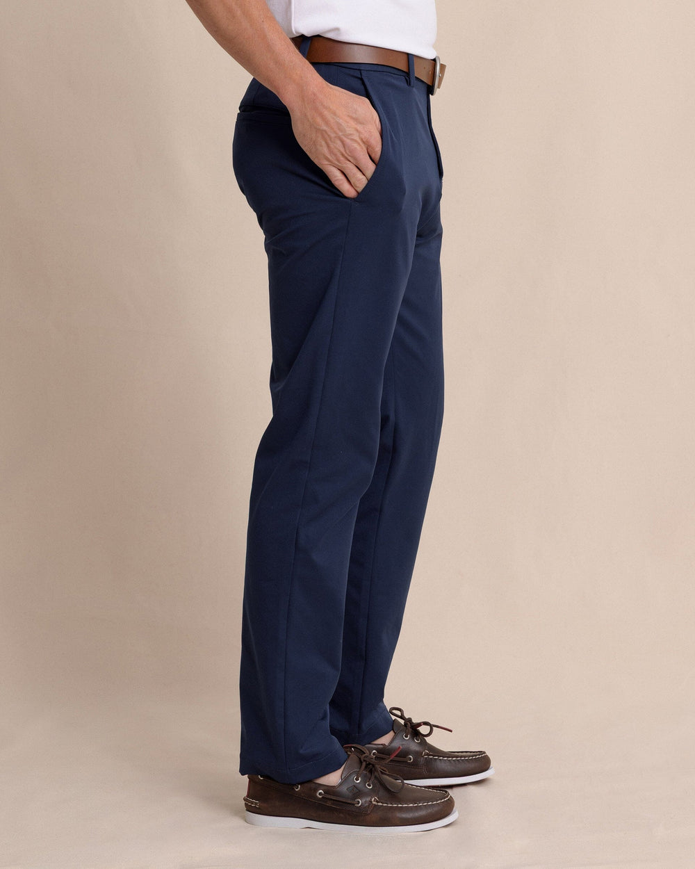 The side view of the Southern Tide Jack Performance Pant by Southern Tide - True Navy