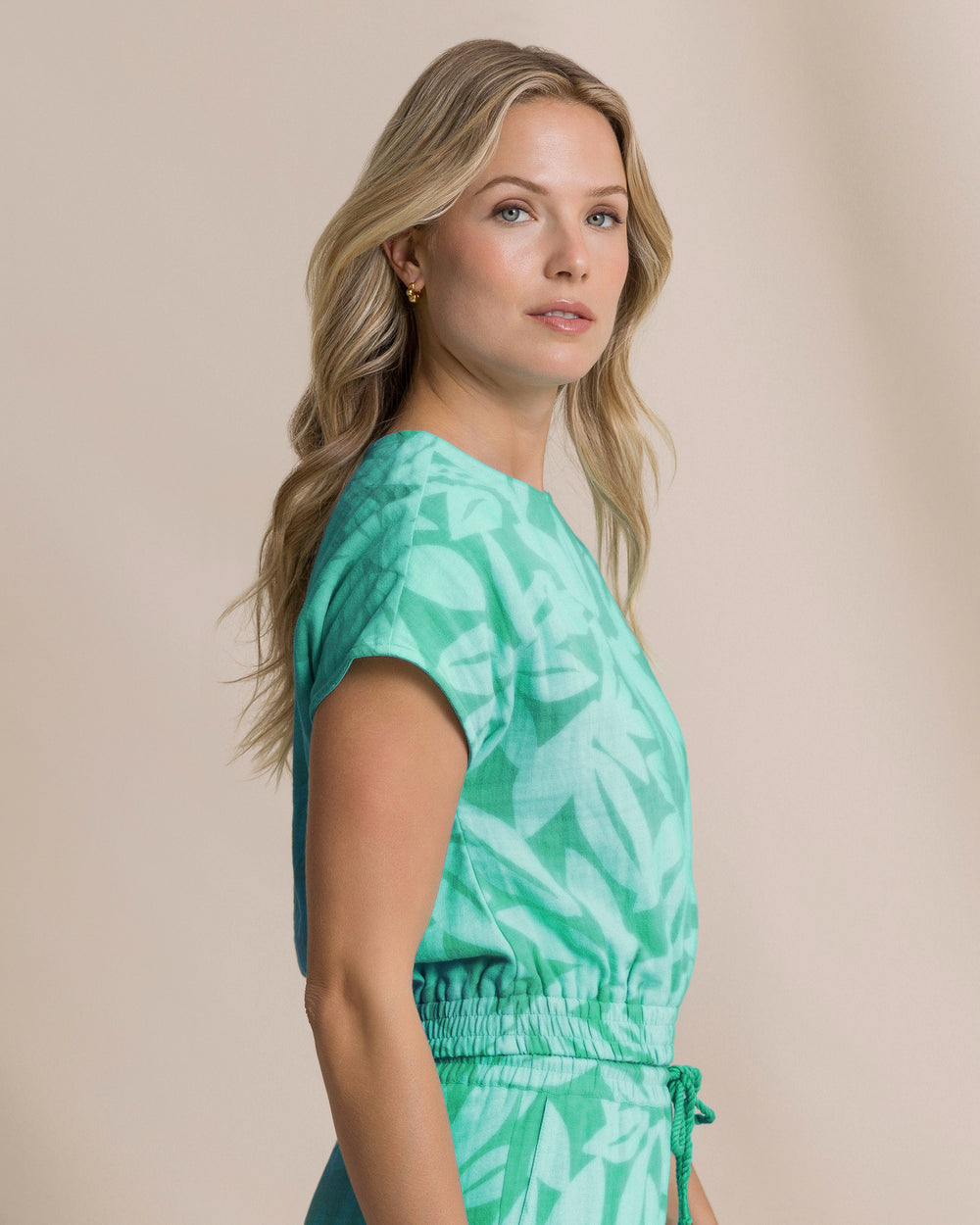 The side view of the Southern Tide Jaclyn Printed Top by Southern Tide - Florida Keys