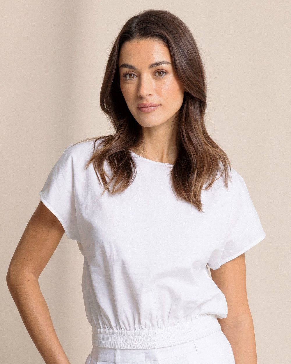 The front view of the Southern Tide Jaclyn Top by Southern Tide - Classic White