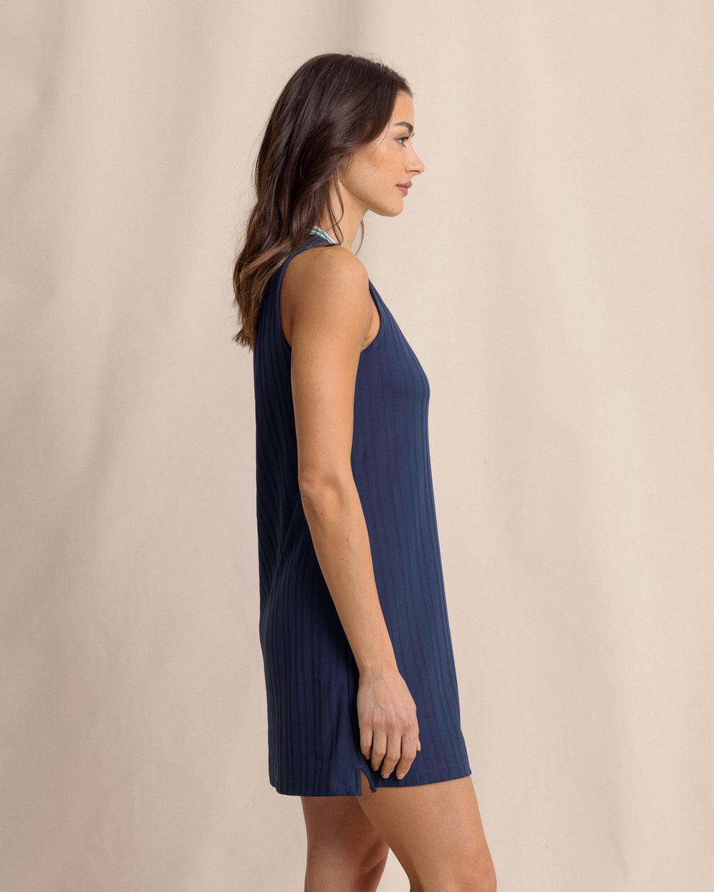The side view of the Southern Tide Jaelyn Performance Dress by Southern Tide - Dress Blue