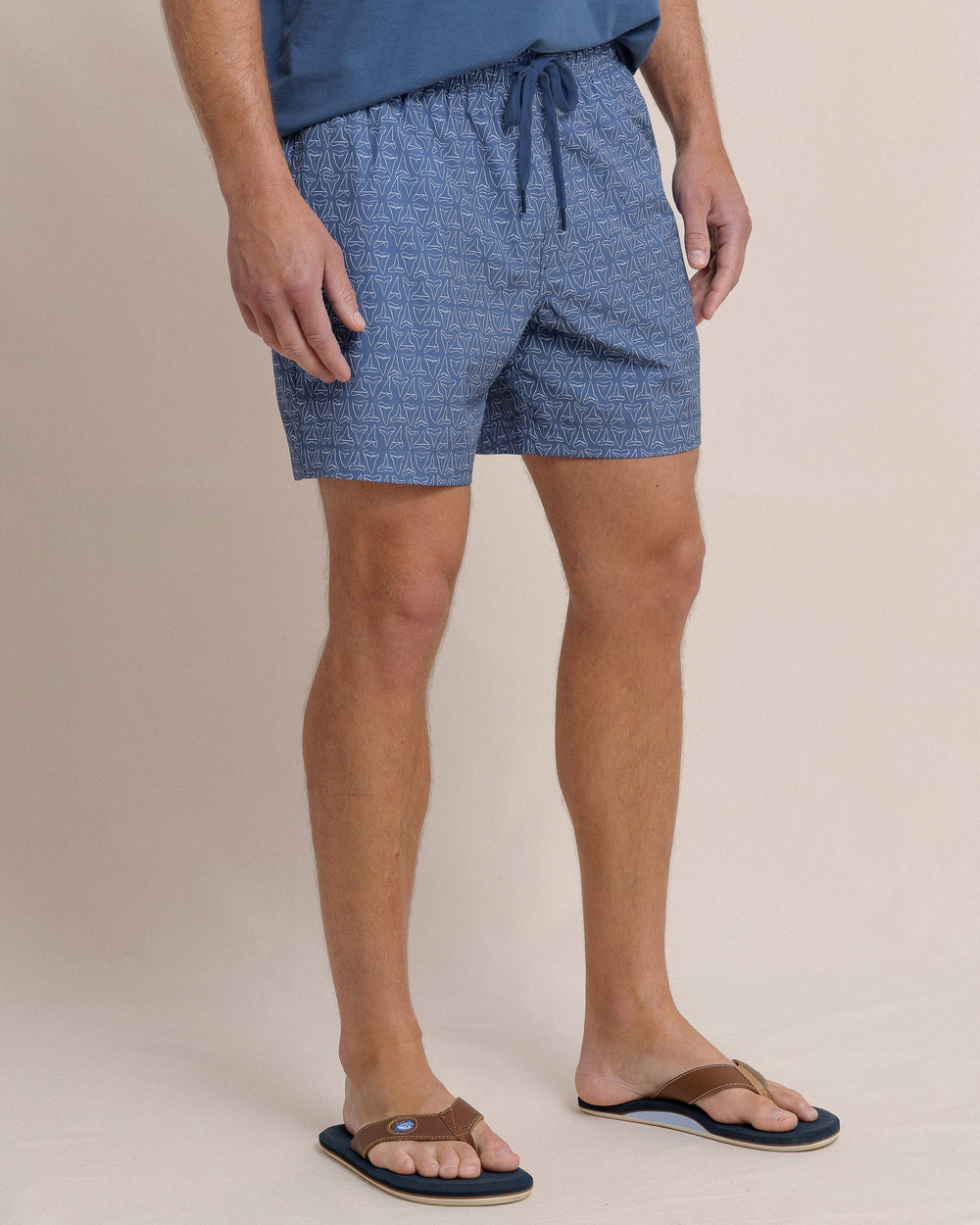 The side view of the Southern Tide Jaw Breakers Swim Trunk by Southern Tide - Light Indigo