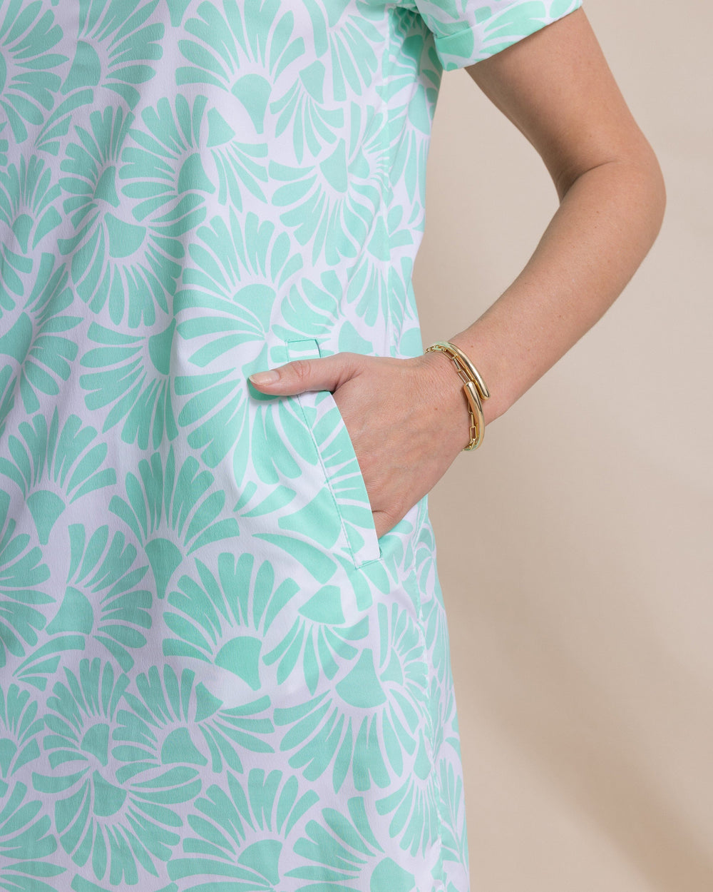 The detail view of the Southern Tide Kamryn Paradise Shores Coastal Breeze® Dress by Southern Tide - Gulf Shores