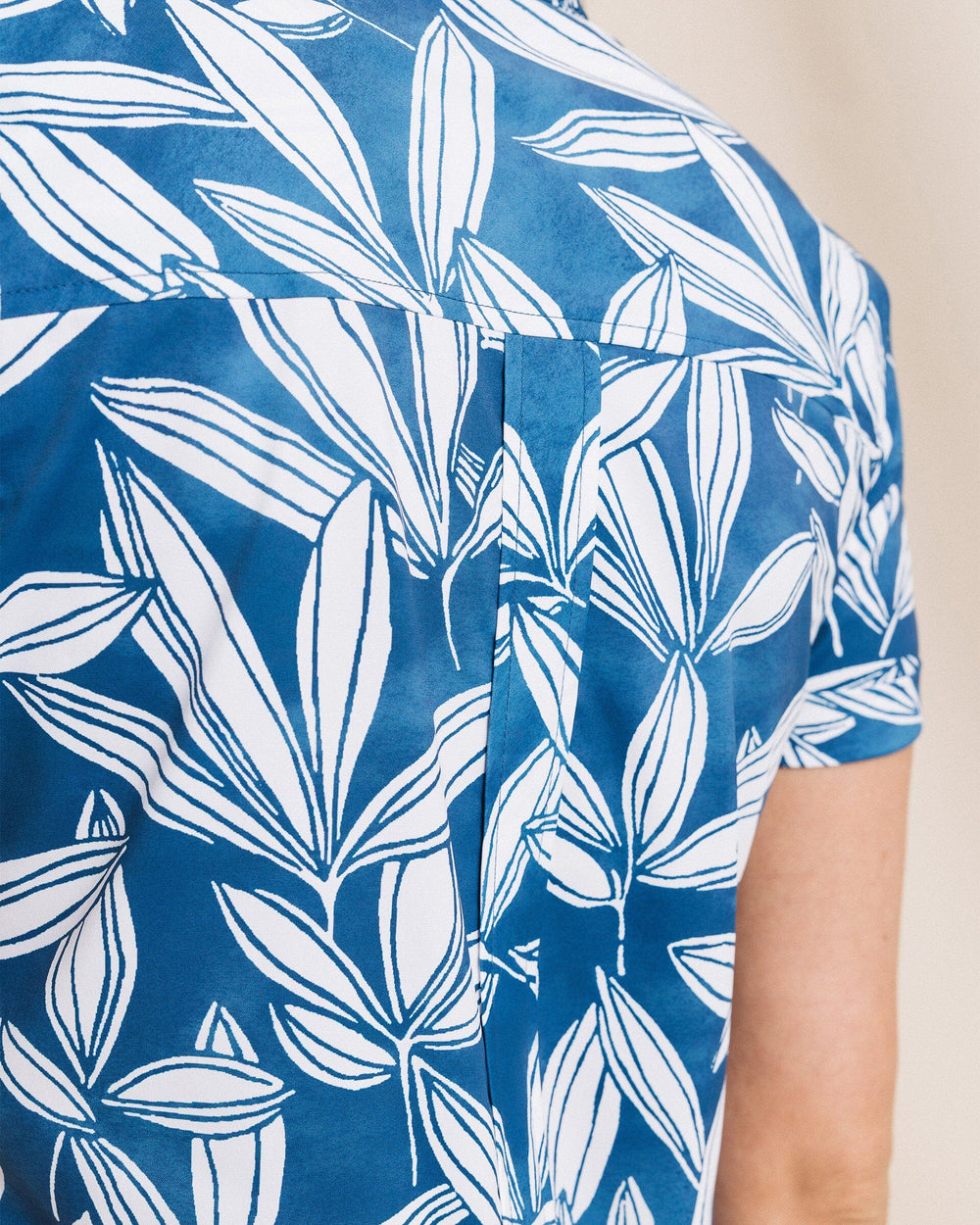 The detail view of the Southern Tide Kamryn Printed Coastal Breeze® Performance Dress by Southern Tide - Nautical Blue
