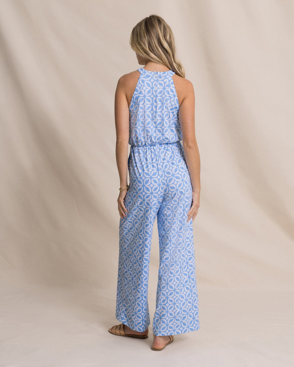 The back view of the Southern Tide Karrigan Printed Performance Jumpsuit by Southern Tide - Ocean Channel