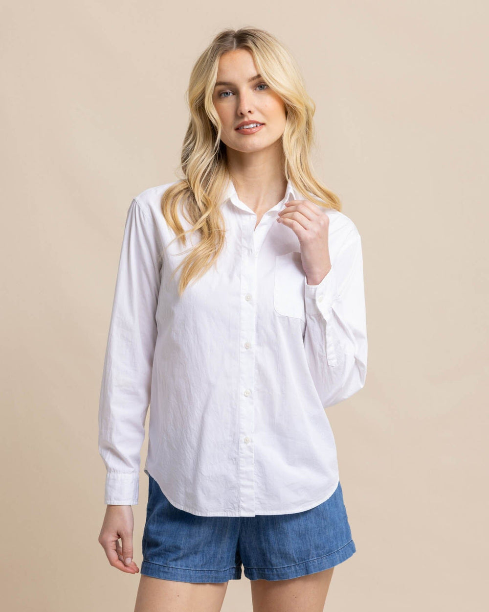 Southern Tide Women's Kateherine Poplin Shirt, White, X-Large, Cotton Southern Tide Women's Kateherine Poplin Shirt, White, X-Large, Cotton