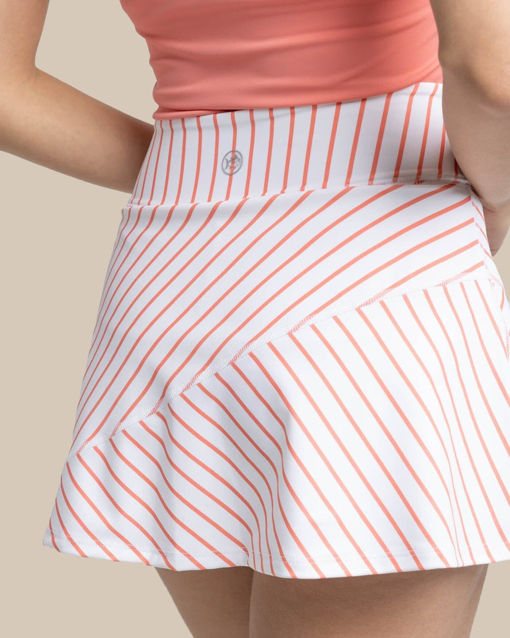 The detail view of the Southern Tide Katlyn Stripe Skort by Southern Tide - Classic White