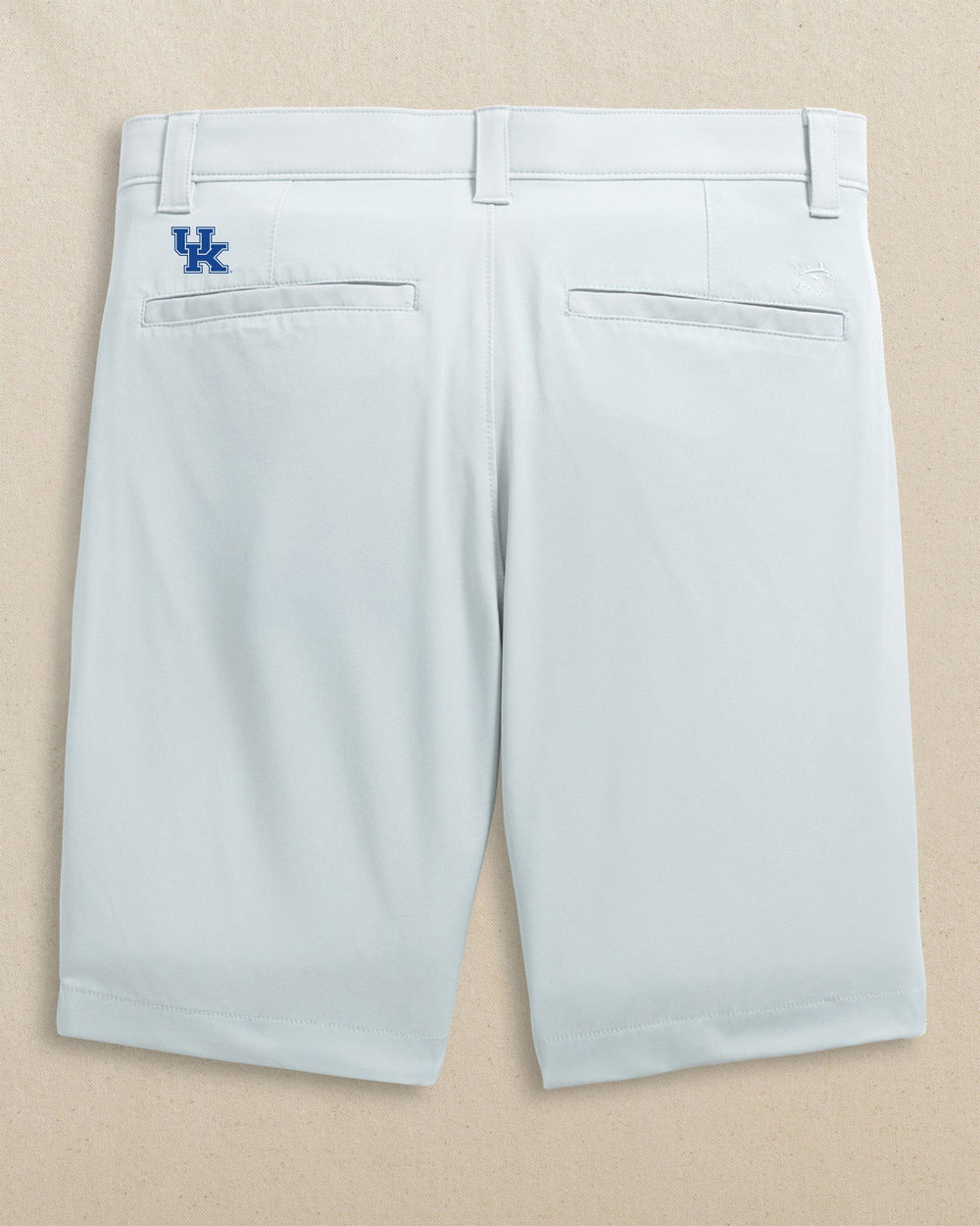 The back view of the Southern Tide Kentucky Wildcats Birdie 8" Coastal Breeze® Performance Short by Southern Tide - Seagull Grey