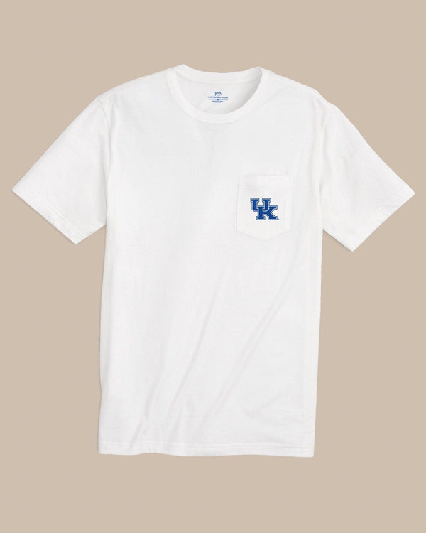 The front view of the Southern Tide Kentucky Wildcats Gameday Embroidered Short Sleeve T-Shirt by Southern Tide - Classic White