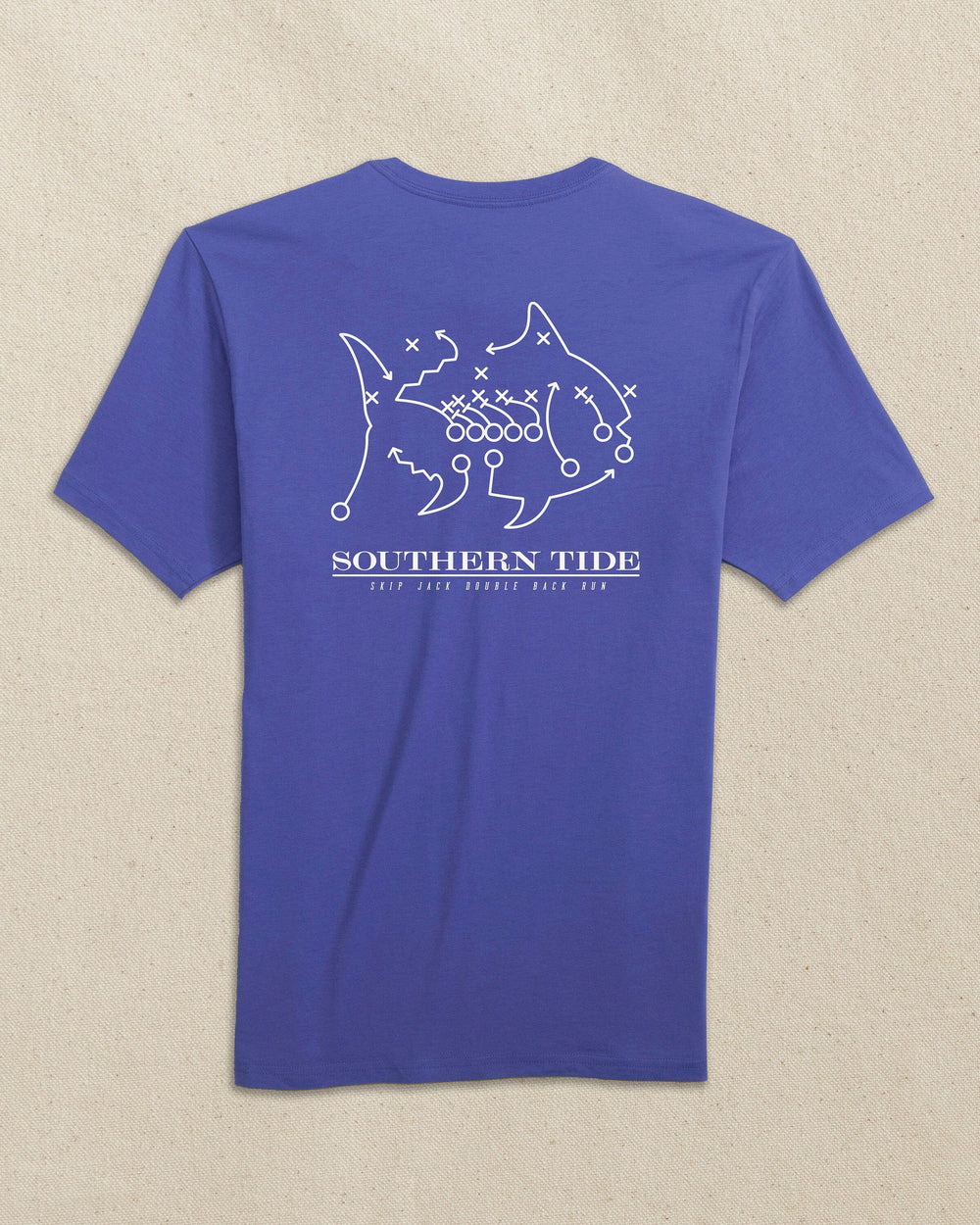The back view of the Southern Tide Kentucky Wildcats Skipjack Play Short Sleeve T-Shirt by Southern Tide - University Blue and White