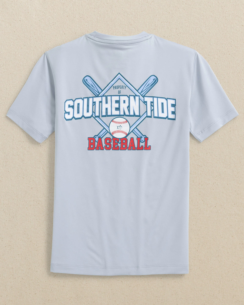 The back view of the Southern Tide Kids Baseball Diamond Short Sleeve Performance T-Shirt by Southern Tide - Slate Grey