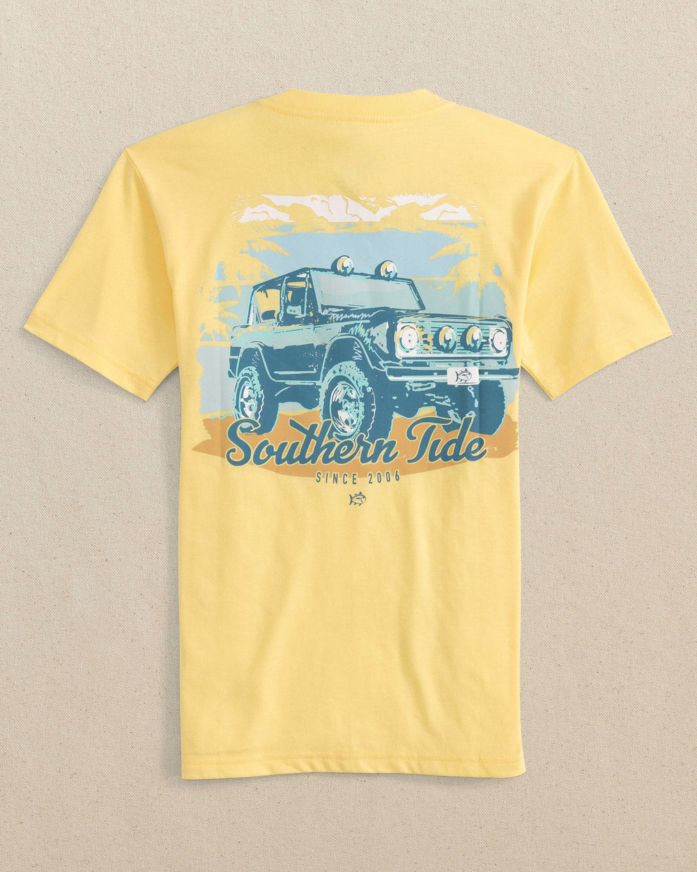 The back view of the Southern Tide Kids Coastal Cruise Short Sleeve T-Shirt by Southern Tide - Tuscan Sun