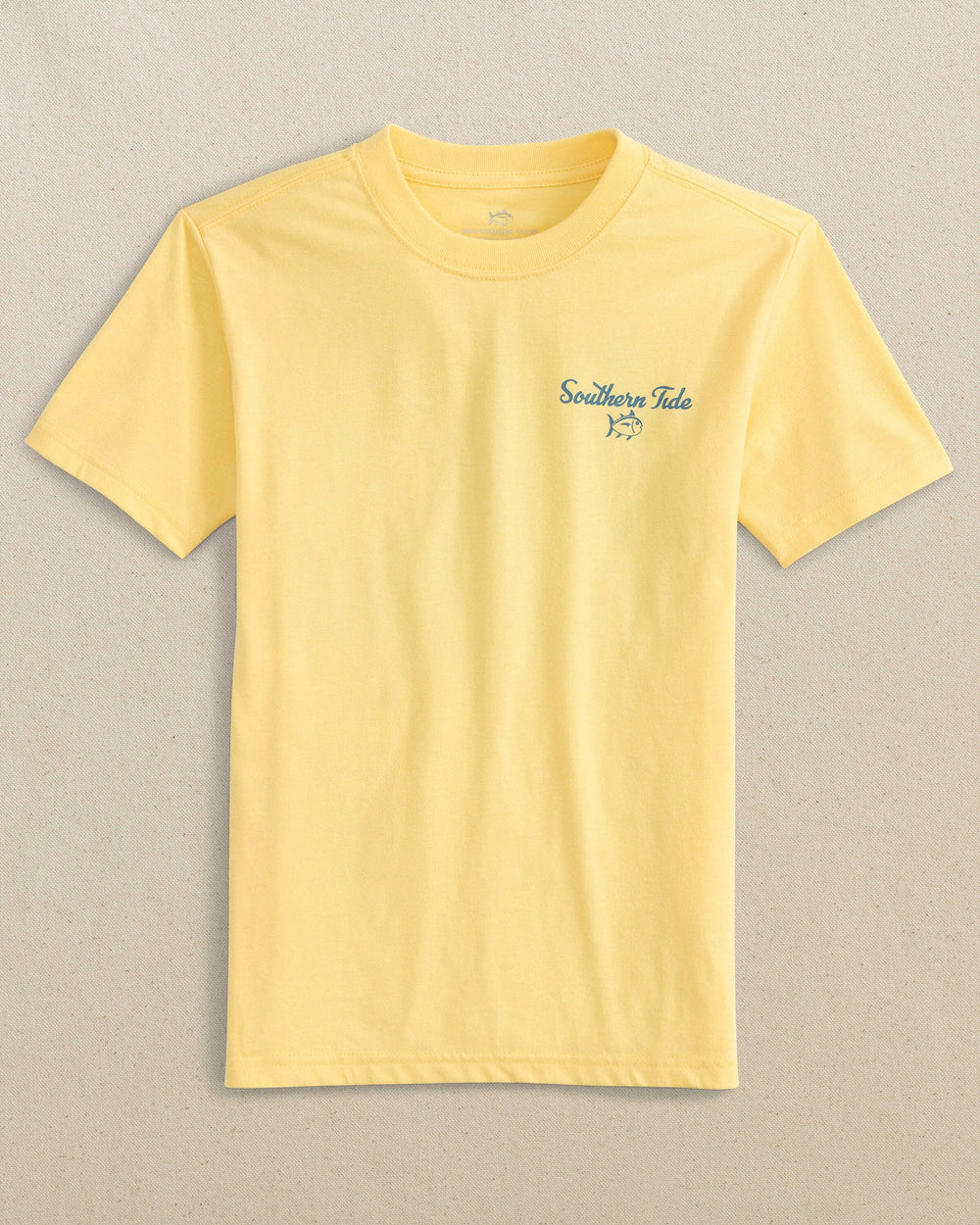 The front view of the Southern Tide Kids Coastal Cruise Short Sleeve T-Shirt by Southern Tide - Tuscan Sun